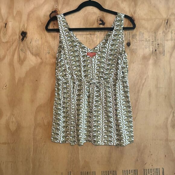 TOMMY BAHAMA Relax Green Geometric Print Button Rayon Tank Top Sz S - Picture 1 of 5